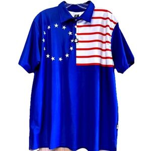 Greater Half Performance Golf Polo Shirt Men's L Red White Blue Stretch Active